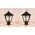 kinis Modern Shape Pole Lamp/Gate Light/Outdoor Lamp/Outdoor Light/Pillar Light for Outdoor Home, Umbrella Design, Black and Clear (Pack of 2, with Bulb)
