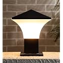kinis Modern Shape Pole Lamp/Gate Light/Outdoor Lamp/Outdoor Light/Pillar Light for Outdoor Home, Slanted Design, Black and Milky (Pack of 1, with Bulb)