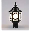 kinis Modern Shape Pole Lamp/Gate Light/Outdoor Lamp/Outdoor Light/Pillar Light for Outdoor Home, Unique Top Design, Black and Clear (Pack of 1, with Bulb)
