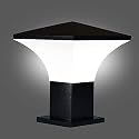 kinis Metal Modern Shape Pole Lamp/Gate Light/Outdoor Lamp/Outdoor Light/Pillar Light for Outdoor Home, Hut Top Design, Black and Milky (Pack of 1, with Bulb)