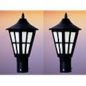 kinis Modern Shape Pole Lamp/Gate Light/Outdoor Lamp/Outdoor Light/Pillar Light for Outdoor Home, Round Design, Black and Clear (Pack of 2, with Bulb)