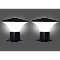 kinis Modern Shape Pole Lamp/Gate Light/Outdoor Lamp/Outdoor Light/Pillar Light for Outdoor Home, Hut Top Design, Black and Milky (Pack of 2, with Bulb)