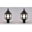 kinis Modern Shape Pole Lamp/Gate Light/Outdoor Lamp/Outdoor Light/Pillar Light for Outdoor Home, Unique Top Design, Black and Clear (Pack of 2, with Bulb)