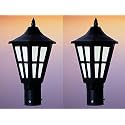 kinis Modern Shape Pole Lamp/Gate Light/Outdoor Lamp/Outdoor Light/Pillar Light for Outdoor Home, Round Design, Black and Clear (Pack of 2, Without Bulb)