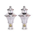 kinis Modern Shape Pole Lamp/Gate Light/Outdoor Lamp/Outdoor Light/Pillar Light for Outdoor Home, Novel, Silver and Clear (Pack of 2, Without Bulb)