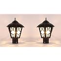 kinis Modern Shape Pole Lamp/Gate Light/Outdoor Lamp/Outdoor Light/Pillar Light for Outdoor Home, Traditional Design, Black and Clear (Pack of 2, Without Bulb)