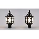 kinis Modern Shape Pole Lamp/Gate Light/Outdoor Lamp/Outdoor Light/Pillar Light for Outdoor Home, Unique Top Design, Black and Clear (Pack of 2, Without Bulb)