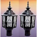 KINIS Modern Shape Pole Lamp/Gate Light/ Outdoor Lamp/Outdoor Light/Pillar Light - Black and Clear, Pack of 2(Metal;Glass)