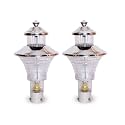 kinis Modern Shape Pole Lamp/Gate Light/Outdoor Lamp/Outdoor Light/Pillar Light for Outdoor Home, Novel, Silver and Clear (Pack of 2, with Bulb)