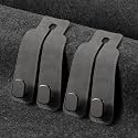 KINIVA Car Seat Headrest Storage Hooks, Set of 2, Suede PU Leather, Double Hooks (Grey)