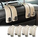 KINIVA Car Seat Headrest Storage Hooks, Set of 2, Suede PU Leather, Double Hooks (06-White 4 Pack)