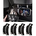 KINIVA Car Seat Headrest Storage Hooks, Set of 2, Suede PU Leather, Double Hooks (Black-4 Pack)