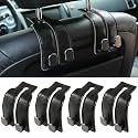 KINIVA Car Seat Headrest Storage Hooks, Set of 2, Suede PU Leather, Double Hooks (06-Black 4 Pack)