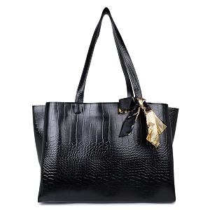 kinoz stylish trendy casual croco printed tote bag for girls and womens handbag black