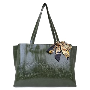 kinoz stylish trendy casual croco printed tote bag for girls and womens handbag green
