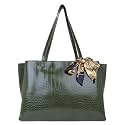 Kinoz Stylish Trendy Casual Croco Printed Tote Bag For Girls And Womens Handbag (Green)