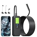Kinpthy Endoscope Camera with Light, 1920P HD Borescope Tools with 8 Adjustable LED Lights, Endoscope with Semi-Rigid Snake Camera, WiFi Inspection Borescope for iOS and Android - 16.3ft