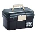 Kinsorcai 11'' Plastic Box Organizer with Removable Tray, Sewing Organizer, Craft &amp; Art Supply Multipurpose Storage Box for Cosmetic (Black)