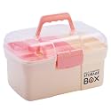 Kinsorcai 11'' Plastic Storage Box with Removable Tray, Multipurpose Organizer for Sewing, Art &amp; Craft, Cosmetic (White)