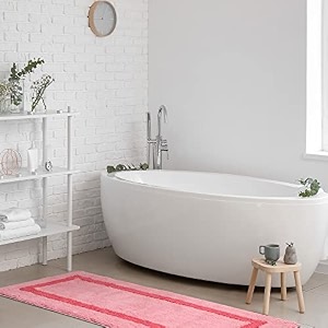 kinton crafts classic bath runners pack of 1-60x140cm - 1900 gsm quick drying cotton floor mat perfect for hallwayentrancebathroomanti skid floor mat for kitchenlint freedouble stitched-pink