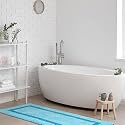 Kinton Crafts Classic Bath Runners (Pack of 1-60x140cm - 1900 GSM) Quick Drying Cotton Floor Mat Perfect for Hallway|Entrance|Bathroom|Anti Skid Floor Mat for Kitchen|Lint Free|Double Stitched-Blue