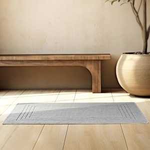 kinton crafts quick drying bath mats 50 x 80 cm 1000 gsm premium cotton soft amp durable machine wash non-slippery absorbent floor mat for bathroom classic double stitched silver bath mat