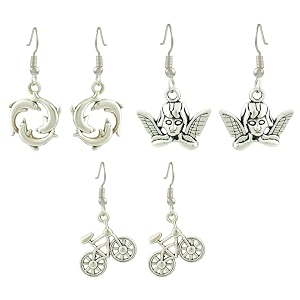 kinza oxidised silver charms earrings combo for girls and women