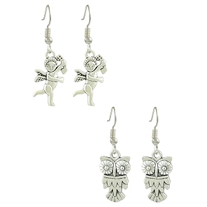 kinza oxidised silver charms earrings combo for girls and women