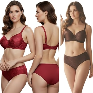 Kinzie Elegant Floral Jacquard Lingerie Set Grey