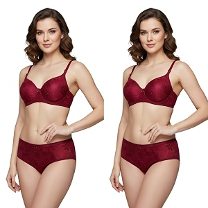 Kinzie Elegant Floral Jacquard Lingerie Set Grey