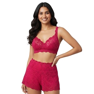 Kinzie Elegant Floral Jacquard Lingerie Set Grey
