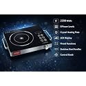 KIORA Infrared Induction Cooktop, 2200 Watts, 8 Power Levels, Crystal Heating Plate, LED Display, Preset Functions, Stainless Steel Handles, Control Knob