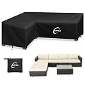 Kipiea L-Shape Patio Furniture Covers Waterproof, 500D Heavy Duty Outdoor Sectional Cover Windproof, Outdoor Couch Cover Anti-UV, No Tears & No Fading (Left Facing, 90" x 120" L x 33.5" D x 31" H)