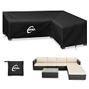 Kipiea L-Shape Patio Furniture Covers Waterproof, 500D Heavy Duty Outdoor Sectional Cover Windproof, Outdoor Couch Cover Anti-UV, No Tears & No Fading (Right Facing, 120" x 90" L x 33.5" D x 31" H)