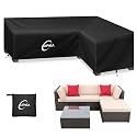 Kipiea Patio L-Shaped Sectional Sofa Cover, 420D Heavy-Duty Oxford Fabric Outdoor Sectional Cover with 6 Windproof Buckles, No Tears Anti UV No Fading (Right Facing, 85" x 58" L x 33.5" D x 31" H)