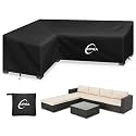 Kipiea Patio L-Shaped Sectional Sofa Cover, Heavy-Duty 420D Oxford Fabric Outdoor Sectional Cover with 6 Windproof Buckles, Anti UV No Tears, No Fading (Left Facing, 88" x 114" L x 33.5" D x 31" H)