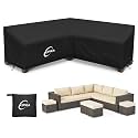 Kipiea Patio V-Shaped Sectional Sofa Cover, 420D Heavy-Duty Oxford Fabric Outdoor Sectional Cover with 6 Windproof Buckles, Anti UV and No Tears, No Fading (115"/115" L x 33.5" D x 31" H) Black