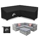 Kipiea Patio V-Shaped Sectional Sofa Cover, 420D Heavy-Duty Oxford Fabric Outdoor Sectional Cover with 6 Windproof Buckles, Anti UV and No Tears, No Fading (70"/70" L x 33.5" D x 31" H) Black