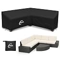 Kipiea Patio V-Shaped Sectional Sofa Cover, 420D Heavy-Duty Oxford Fabric Outdoor Sectional Cover with 6 Windproof Buckles, Anti UV and No Tears, No Fading (98"/98" L x 33.5" D x 31" H) Black