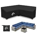 Kipiea V-Shape Outdoor Patio Furniture Covers Waterproof, 500D Heavy-Duty Outdoor Sectional Cover Windproof, Patio Sectional Sofa Cover Anti-UV, No Tears & No Fading (120"/120"L x 33.5"D x 31"H)