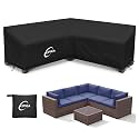 Kipiea V-Shape Outdoor Patio Furniture Covers Waterproof, 500D Heavy-Duty Outdoor Sectional Cover Windproof, Patio Sectional Sofa Cover Anti-UV, No Tears & No Fading (80"/80"L x 33.5"D x 31"H)