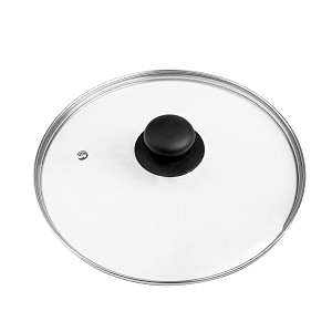 24cm glass lid  toughened glass lid with stainless steel rim  pan lid  glass lid cover with knob  multipurpose lid cover  size-24 cm