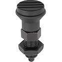 Kipp 03090-12206 Stainless Steel Indexing Plunger, Natural Finish, Pull Knob, B Style, Locking Pin Not Hardened, Metric, M12 x 1.5 Thread, 56 mm Length