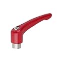 Kipp 06451-0A027 Zinc Adjustable Handle with 10-24" Internal Thread, Modern Design Style, Stainless Steel Components, Inch, Ruby Red Powder-Coated Finish, Size 0