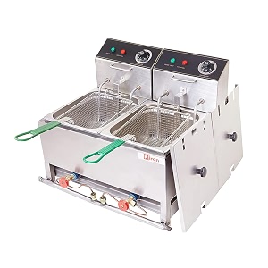 stainless steel electric amp gas 8 liter double pan deep fryer for restaurant and kitchen and commercial use