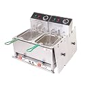 Stainless Steel Electric & Gas 8 Liter Double Pan Deep Fryer for Restaurant and Kitchen and commercial Use