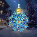 Kircust Outdoor Metal Large Solar Wind Spinner with Glass Ball