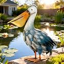 Kircust Pelican Statues, Garden Outdoor Decor Yard Art, Coastal Ocean Metal Bird Sculpture Ornament for Backyard Porch Patio Pond Decorations