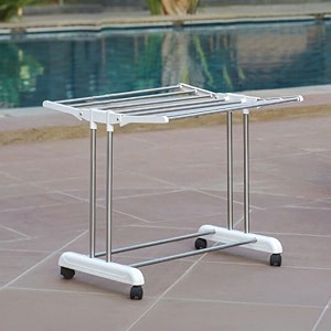 cloth stand for drying clothes foldable and movable with inbuild wheel cloth stand mobile towel rack space save clothes drying rack for indoor outdoor  movable adjustable wings