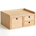 KIRIGEN Wooden Desk Organizer with 3 Drawers and Top Tray Natural DT1D3C-NA